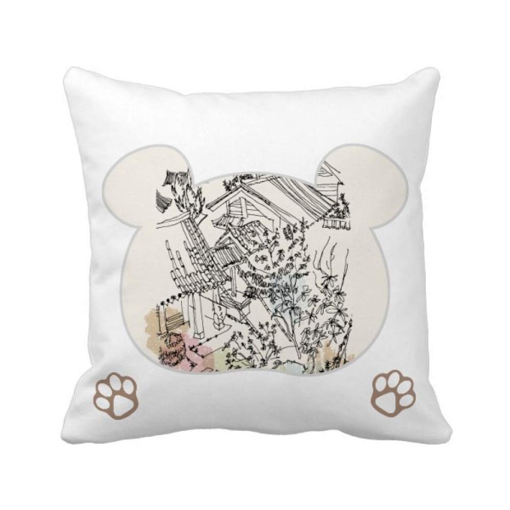Housse de coussin carrée ours chinois Dali Park taie décoration canapé chambre