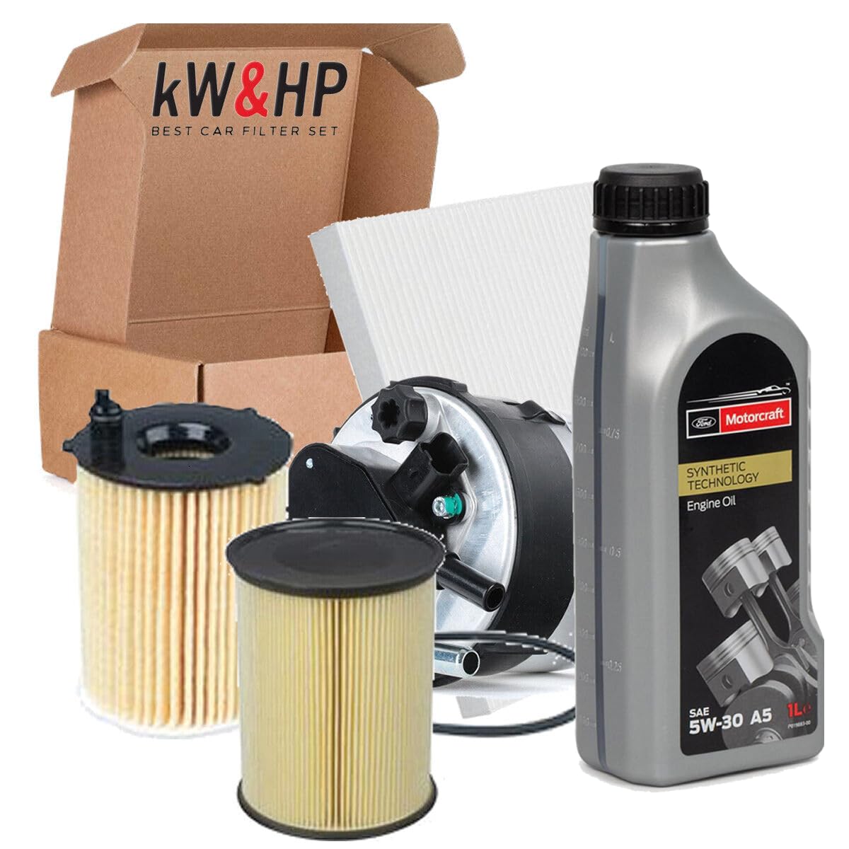 KIT TAGLIANDO 4 FILTRI COMPATIBILE CON FOCUS II 1.6 TDCI DAL 2005 AL 2012 + 4LT OLIO MOTORE ORIGINALE 5W-30