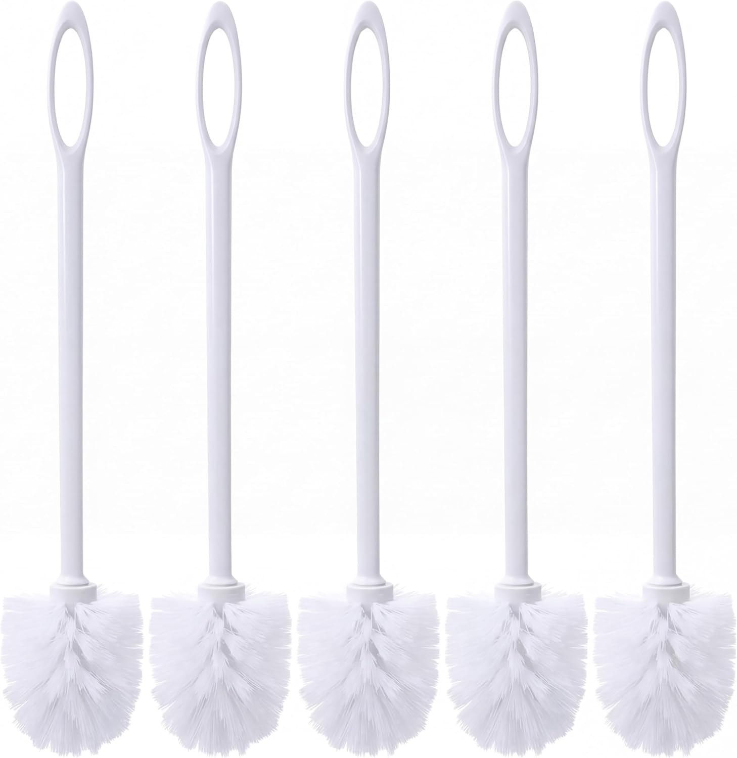 12 Pcs 17.3 Inch White Toilet Brush Bulk with Hook Hole Long Handle Toilet Bowl Cleaner Scrubber for Bathroom Household Cleaning Supplies Christmas Home Gifts
