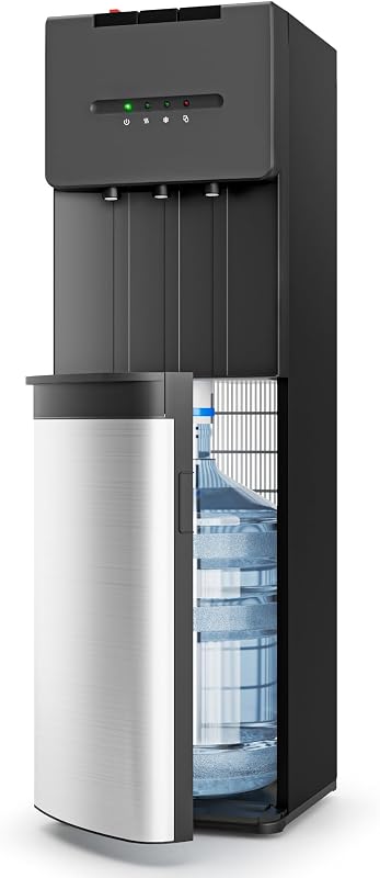 EUHOMY Bottom Loading Water Cooler Dispenser for 5 Gallon Bottle, 3 Temperature Freestanding Hot and Cold Water Dispenser with Stainless Steel Tank & Child Lock for Home Office, Black