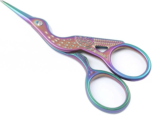 BIHRTC Stainless Steel Sharp Tip Classic Stork Scissors Crane Design Sewing Scissors DIY Tools for Embroidery, Craft, Needle Work, Art Work & Everyday Use (Colourful 1#-3.6")
