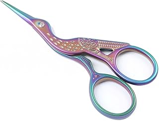 BIHRTC Stainless Steel Sharp Tip Classic Stork Scissors Crane Design Sewing DIY Tools Dressmaker Shears Scissors for Embroidery, Craft, Needle Work, Art Work & Everyday Use (3.6", Colorful)