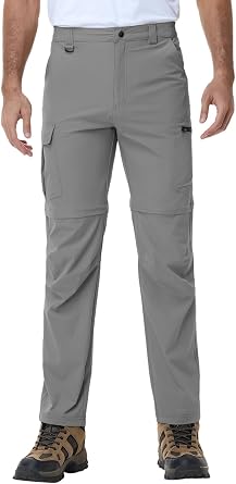 Mens Hiking Pants Convertible Cargo Lightweight Quick Dry Waterproof Zip-Off Tactical Pants for Fishing Travel Climbing Work