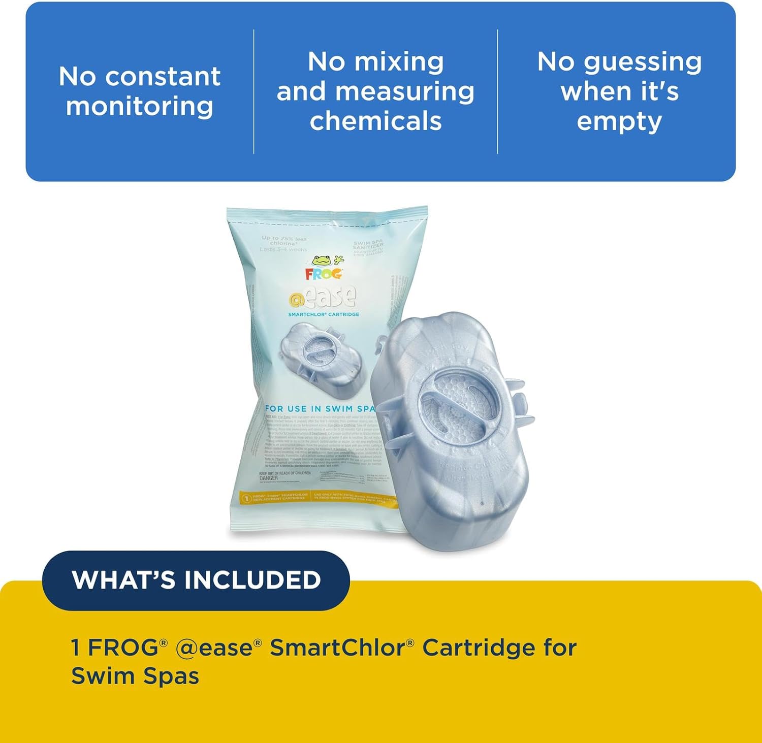 FROG @Ease Replacement SmartChlor Cartridge for use with Swim Spa FROG @Ease Floating System - Swim Spa Sanitizer System Supports Less Chlorine Use - 1 Pack