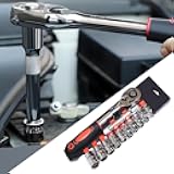 12pcs 1/4 Inch Ratchet Socket Wrench Set, Drive Socket Tool Set with 6″ Connector Extension Bar &10 Sockets (4-13mm) for Auto Repairing and Household