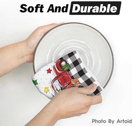 Miniatura 5 de Artoid Mode Juego de 2 toallas de cocina con diseño de árbol de Navidad con diseño de gnomo de búfalo, 18 x 26 pulgadas, decoración diaria de