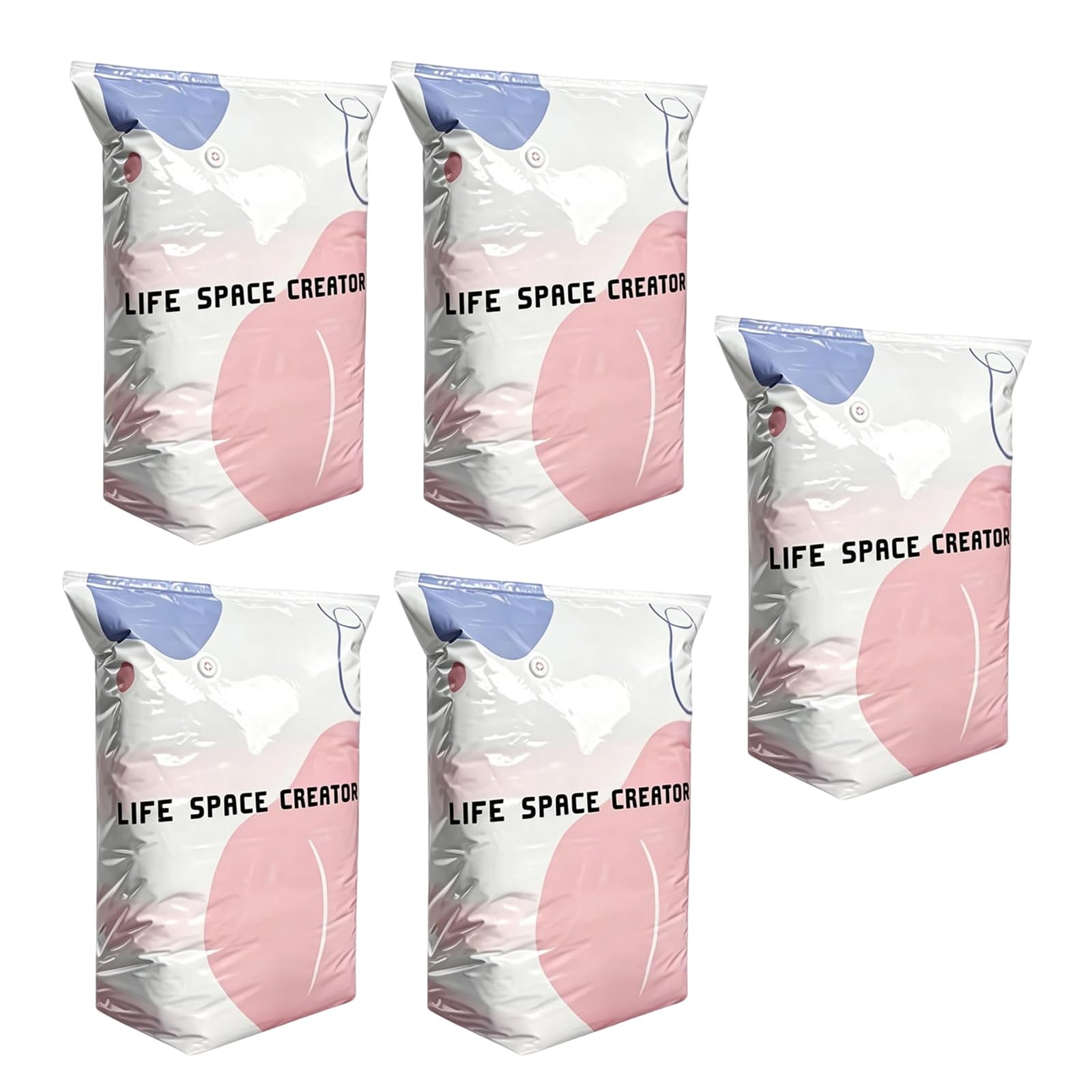 5PCS 3d Vacuum Storage Bags No Pump, Pump Bags, Free Compression No‑, Clothes Bedding, Airtight Closet Travel Supports Guide Vacuum Bedding Storage Compression Organizer Pumpless Reusables