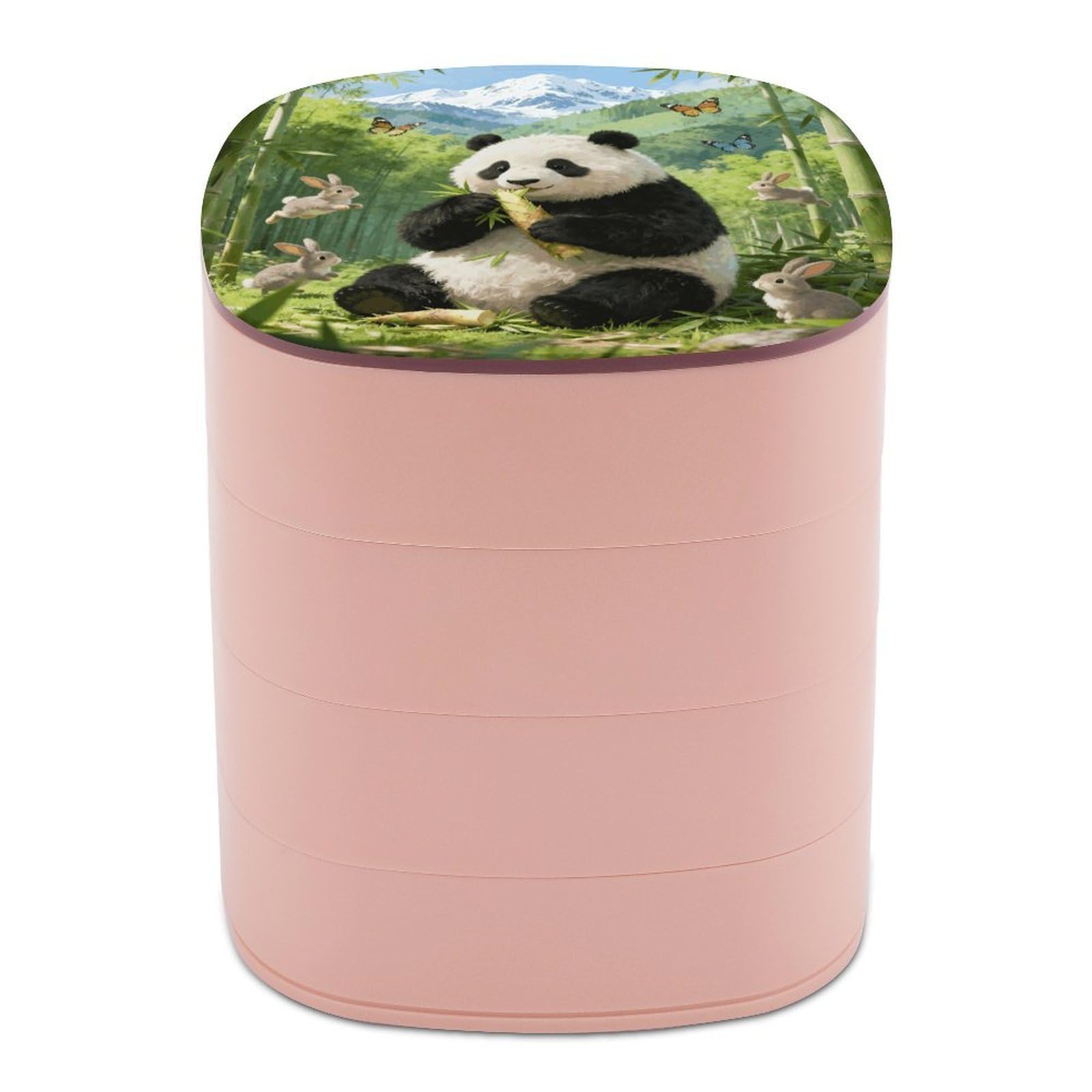 VstaDank Bamboo Sea Wonderland Jewelry Box 360° Rotatable Jewelry Organizer 4 Layers Jewelry Case with Lid Fashion Portable Earring Holder for Bracelets Rings Bracelets Vanity