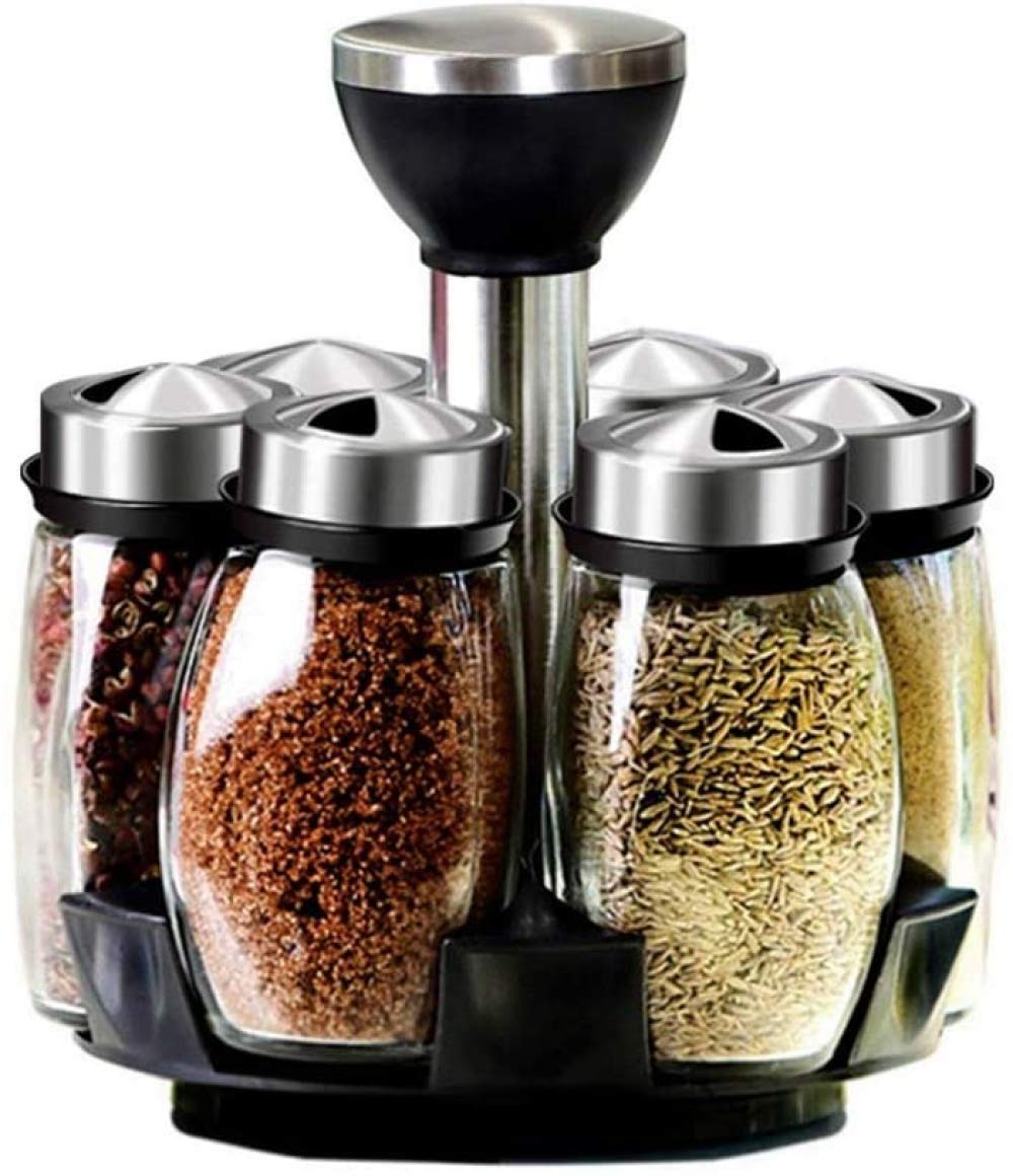 zaizai 7 Unids/Set De Frascos De Especias De Condimento De Bureta Giratoria De Acero Inoxidable, Juego De Saleros Y Pimenteros, Herramienta De Cocina En Aerosol para Condimentos