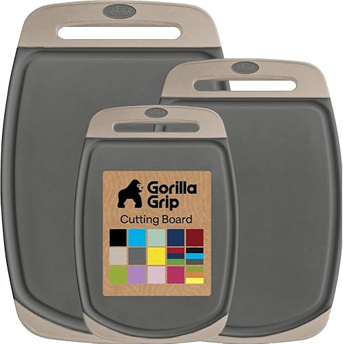 Miniatura 10 de La tabla para cortar original GORILLA GRIP (TM), antiderrapante, reversible para cortar y servir queso. Potente tecnología de agarre, sin BPA