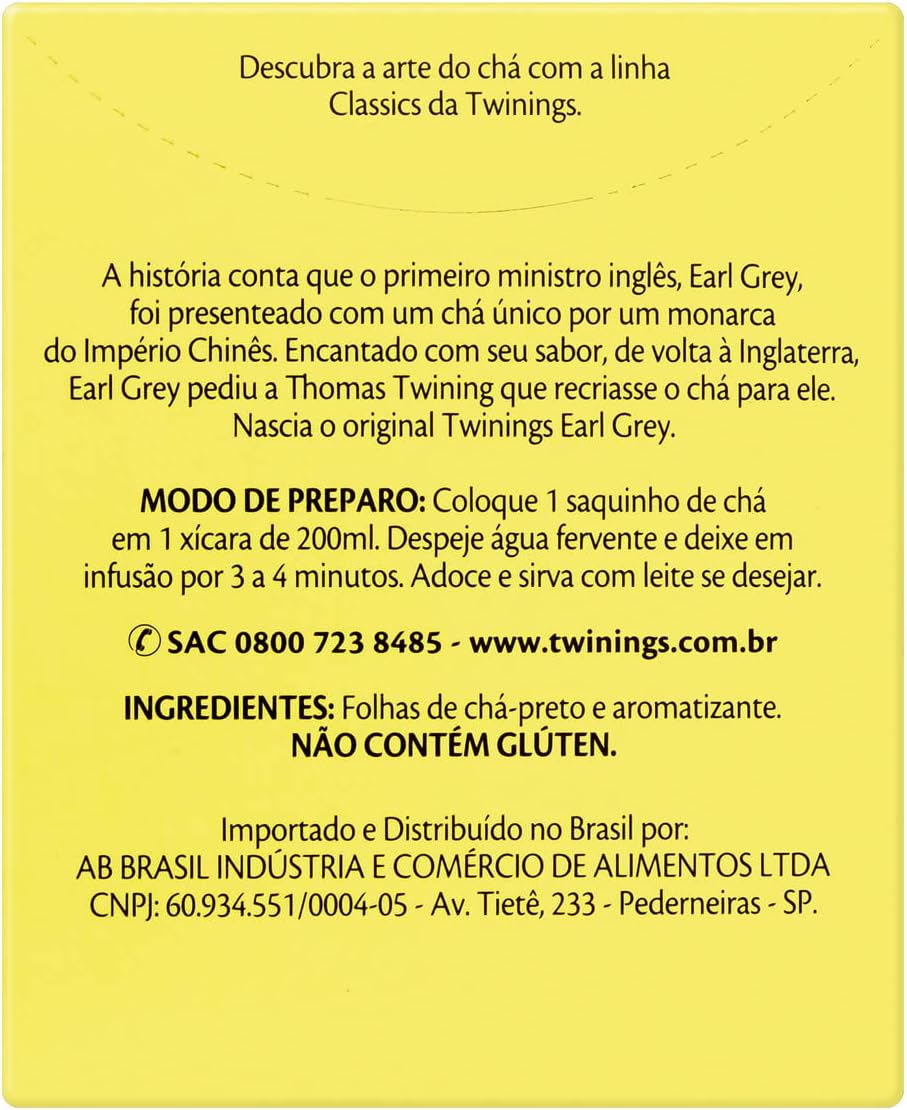 Chá Preto Earl Grey 20G - Caixa com 10 Unid