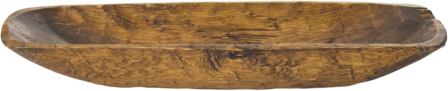 Solid Wood Hand-Carved Regular Decorative Bowl for Home Decor, Wooden Bowls Decorative, Coffee Table D?cor Wood Centerpieces for Tables, Pecan White/Wood