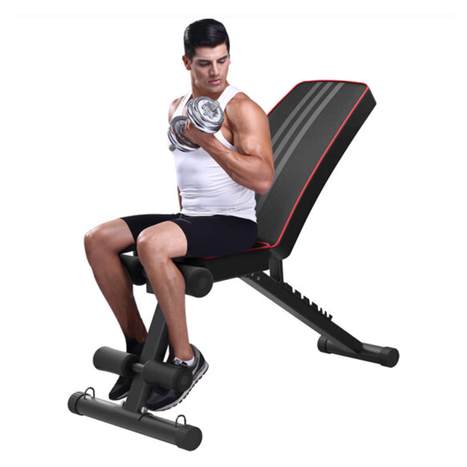 LIUXR Adjustable Weight Bench, Workout Bench, Strength Training Bench, Foldable Incline Decline Exercise Workout Bench, for Home, Gym & Fitness Studio,Black