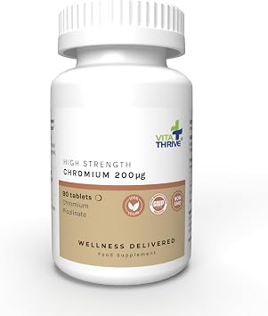VitaThrive  Chromium Picolinate 200 g Tablets   High Strength Chromium Supplement for Blood Sugar Support, Energy Metabolism  Vegan Chromium Tablets for Men & Women   90 Tablets