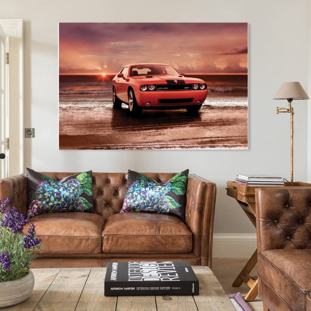 Amazon.com: Dodge Challenger Retro Muscle Car Poster 22 Canvas