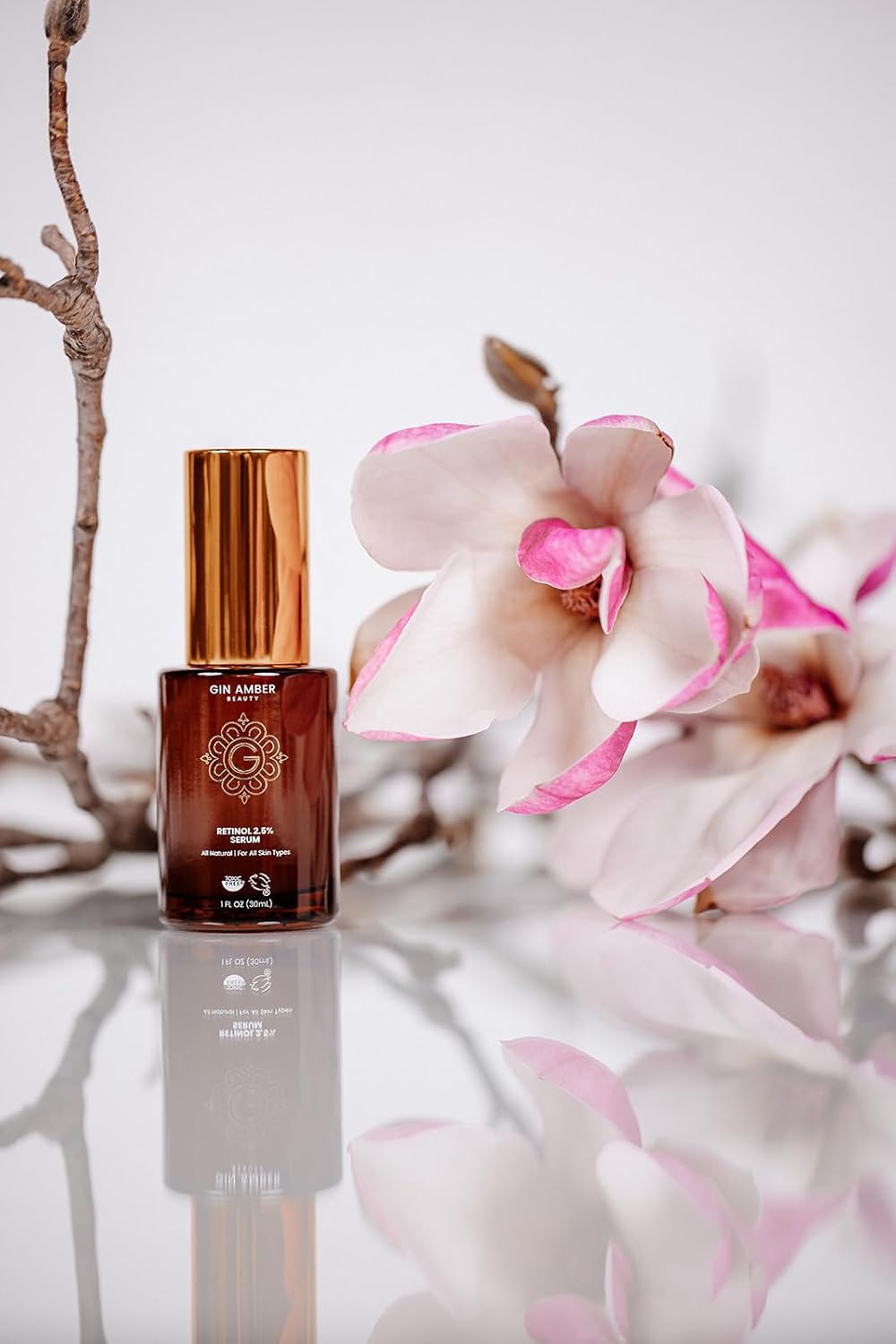 Gin Amber Beauty - Retinol 2.5% Serum - Anti-aging | Brighthening, Plant Based Retinol Serum (1 fl oz - 30 ml)