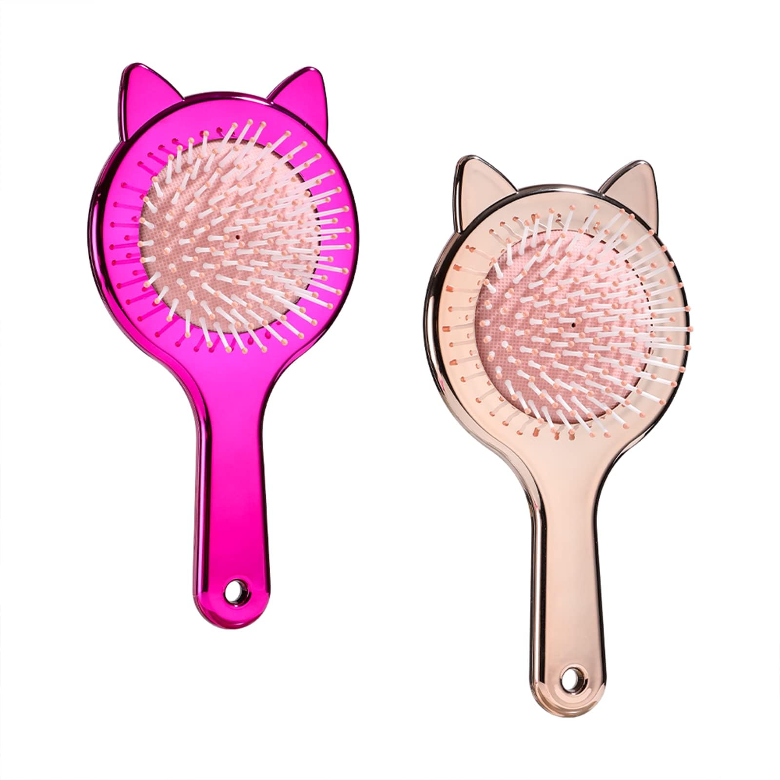 ExceforeDetangling Hair Brush, 2Pcs Air cushion Comb, Oneleaf Cute cat ear shape for Curly, Thick, Natural, Straight, Fine, Wet or Dry Hair for Women, Kids and Toddlers