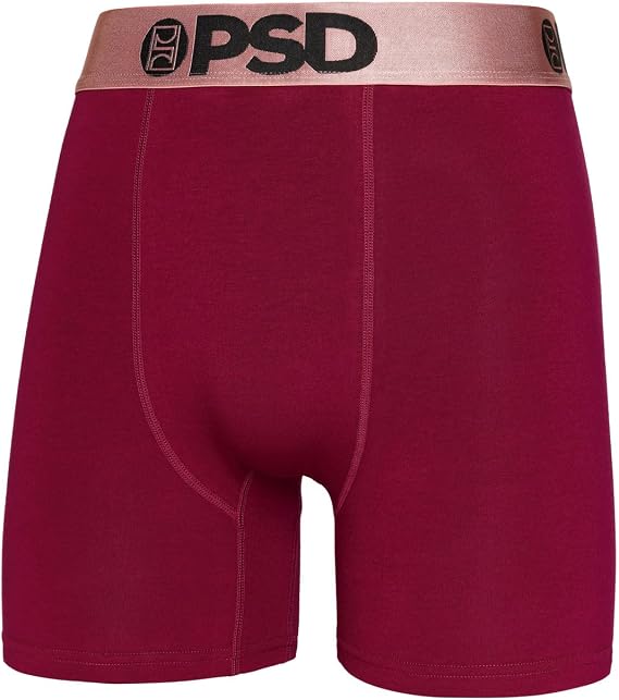 PSD Mens Underwear Metallic Mid Length Cotton Boxer Brief 3 Pack, M