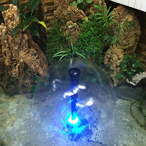 Water Fountain Pump 140GPH with 3 Sprinkler Heads Outdoor Submersible Birdbath Pump (15W; 4 Colors Light Ring, Telescopic Tube)