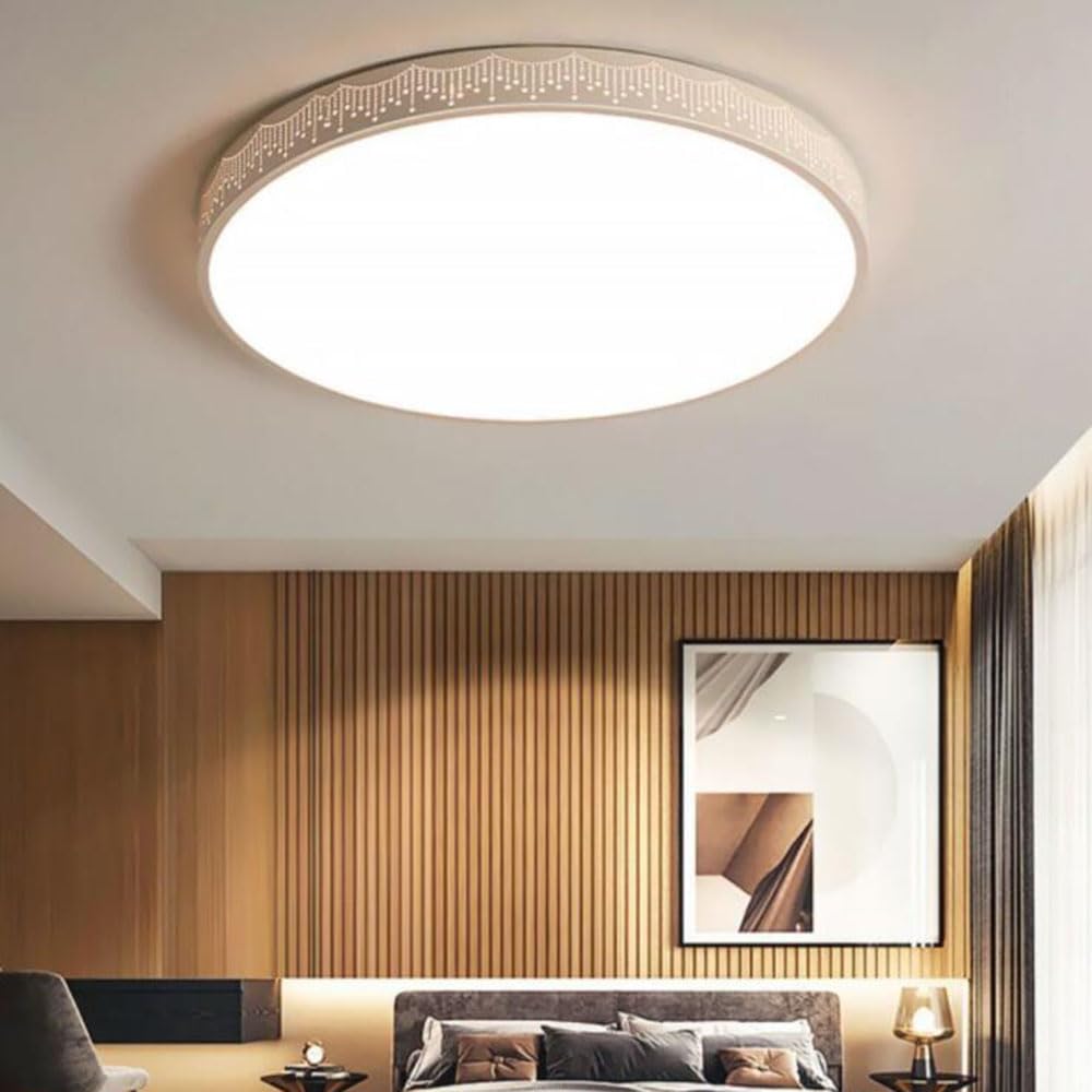 Elegancka Okrągła Lampa Sufitowa LED Lampa Sufitowa Do Montażu Wpuszczanego Oświetlenie Do Domu W Stylu Nordyckim Panel Oświetleniowy O Smukłej Konstrukcji Z Trzema Kolorami Ściemniania Salon KNBVFHG