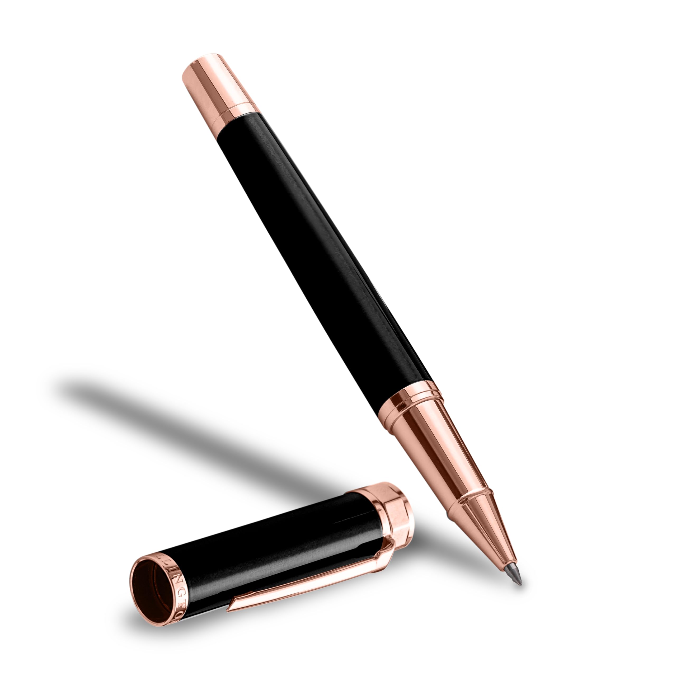 Ellington Pens Luxury Rollerball Pen Set - Smooth Writing, Elegant Design, Quick-Drying, Refillable Liquid Ink, 2 Refills (Black, Blue), Ideal for