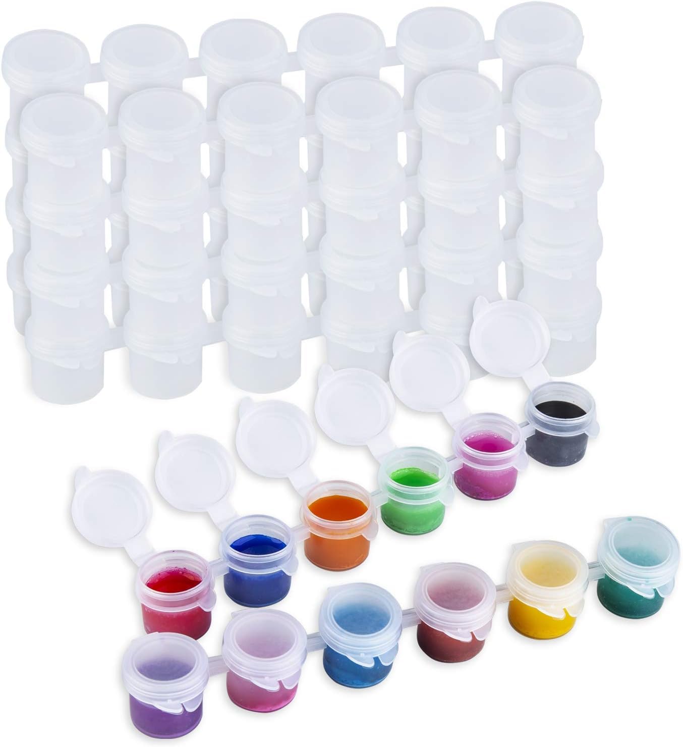 PIQIUQIU Strisce colorate vuote, 10 strisce, 60 pentole, 3 ml, mini vasi di colore vuoti con coperchi, contenitori in plastica per organizzare Painterly Paint