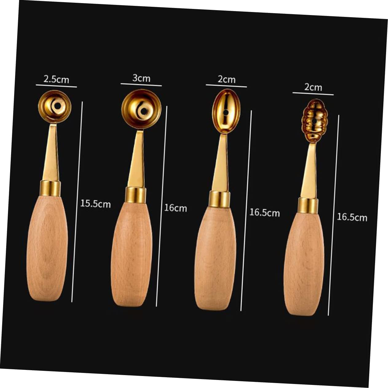 Zerodeko 4Pcs Watermelon Scoop with Metal Melon Baller Spoons for Ice Cream Fruit Balls Meat and Dessert DIY Kitchen Tool