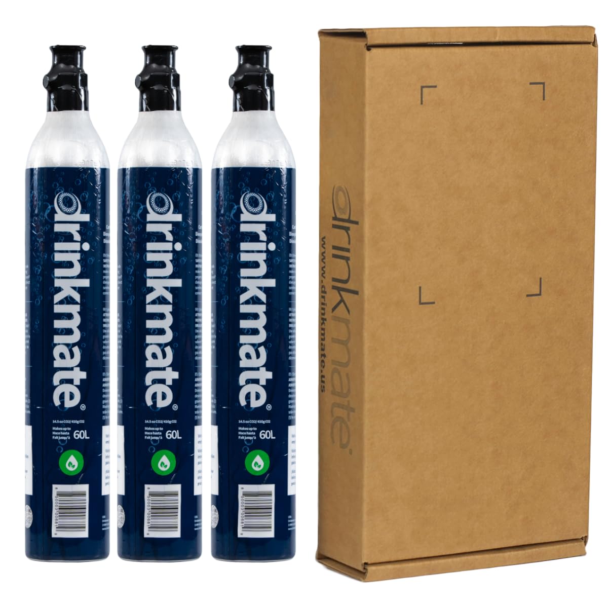 Drinkmate Threaded 60L CO2 Exchange Carbonation Cylinders, Compatible w/SodaStream (Screw-In), Aarke, Ninja Thirsti, 14.5 Oz, Cartridge Gas Canister Refill (Set of 3)