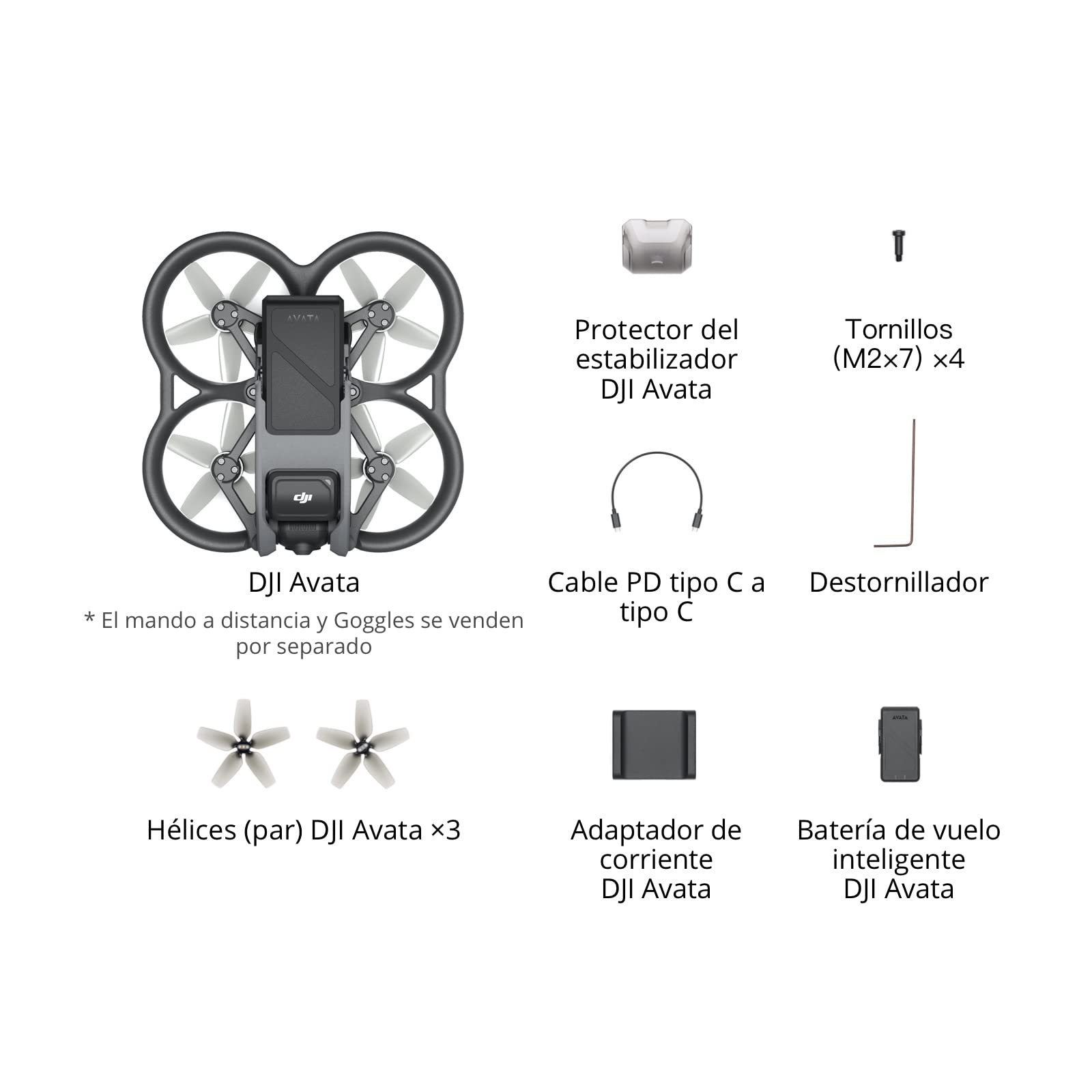 DJI Avata - Dron cuadricóptero con vista en primera persona y vídeo 4K estabilizado, FOV de 155°, protectores de hélices integrados, transmisión HD con baja latencia, freno de emergencia