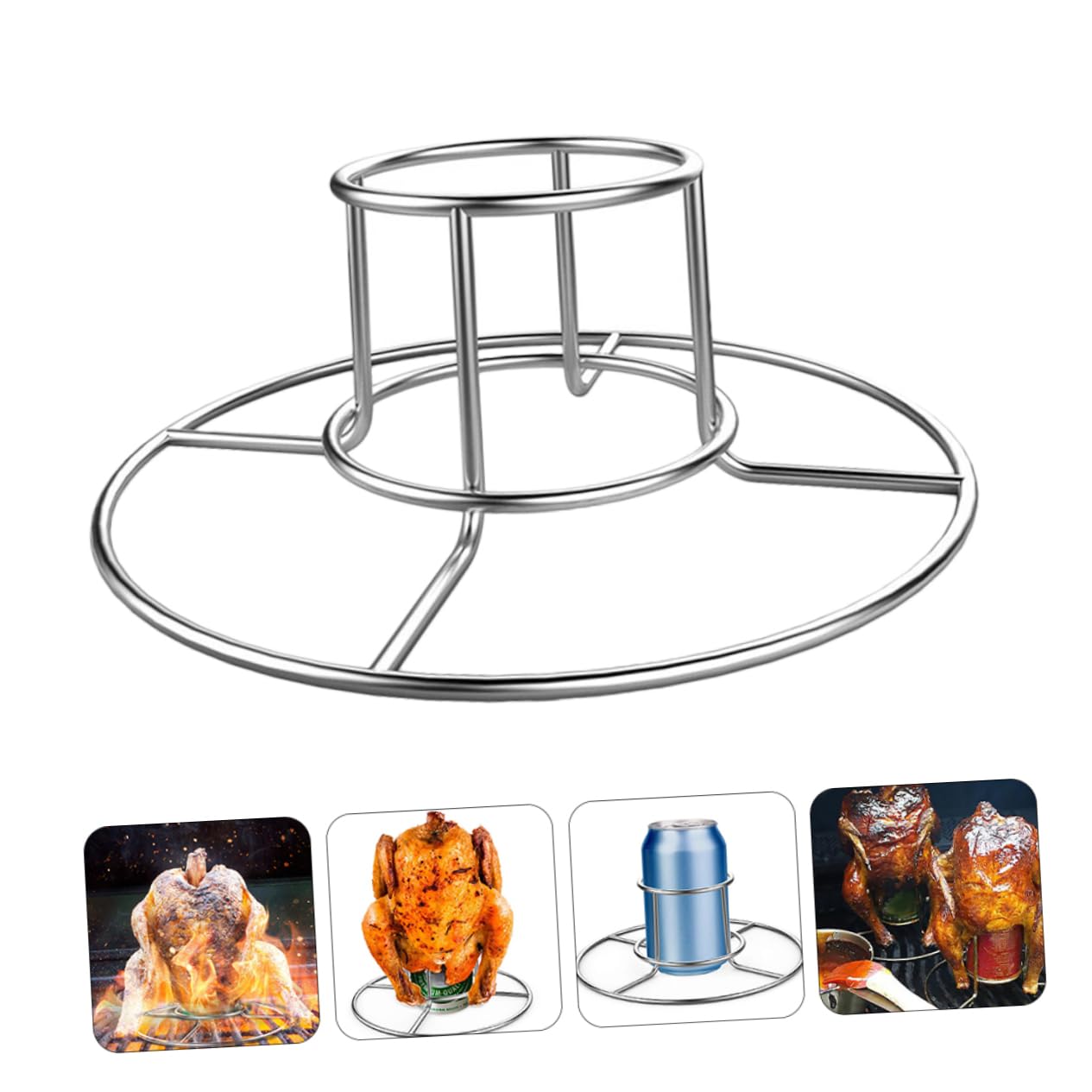 Toddmomy 2pezzi Acciaio Inox per Pollo Supporto Rotondo per Birra per Arrostire Pollo in Modo Uniforme Pratica per Barbecue e Cottura