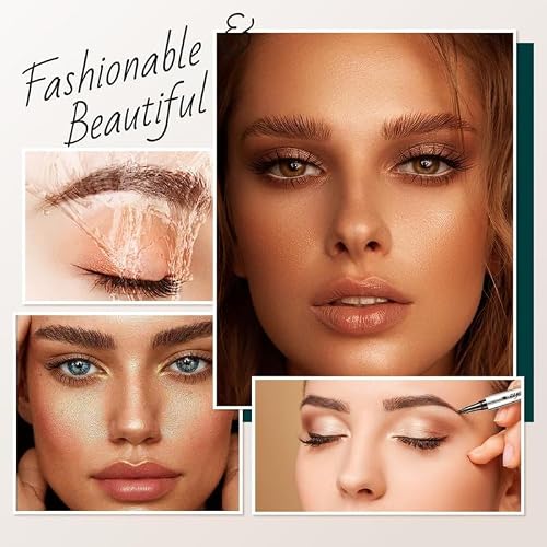 Magic Eyebrow Pencil, 2024 Upgraded 3D Waterproof Microblading Eyebrow Pencil Contouring Pen, 4 Tipped Precise Brow Pen, Natural Fine Stroke Microblading Eyebrow Pencil (B-Dark Brown) - Thumbnail 5