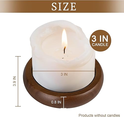 Miniatura 2 de Juego de 2 portavelas para velas de pilar, plato de vela de madera de granja, soporte de vela de madera rústica, bandeja de velas decorativa para