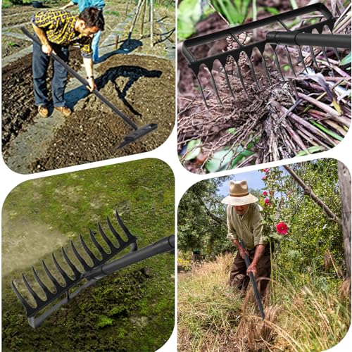 Garden Hoe Stirrup Hoe Weeding Tools, 2-in-1 Garden Hoe for Weeding with 76.8\" Adjustable Handle, Heavy Duty Gardening Tools with 12 Tines for Weeding, Loosening, Digging and Cultivation - Thumbnail 6