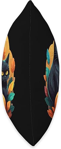 Miniatura 2 de Helloween Cat Costume And Horror Costume Designs Halloween Costume Ladies with Pumpkin and Black Cat Throw Pillow, 18x18, Multicolor
