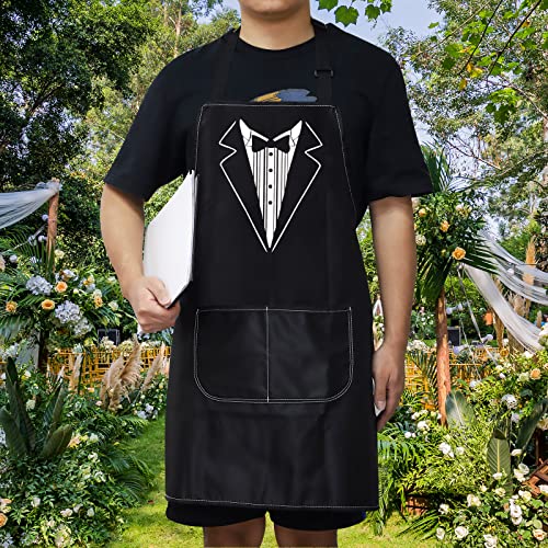Wzmpa Groom Apron For Wedding Bridal Shower Gift Tuxedo Suit Groom Adjustable Apron With Pockets For Engagement Wedding (Man Suit Apron) #TOP2