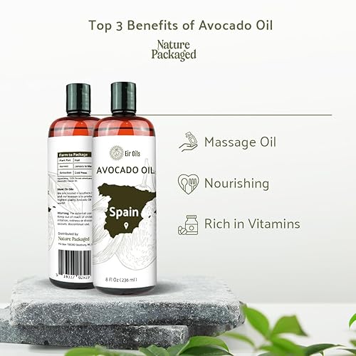 Miniatura 2 de Aceite de aguacate (8 onzas)  Directo de la granja de aceites EIR en España  Aceite portador 100% puro para cabello, cara y piel  Aceite portador