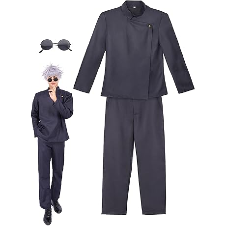 Complete Satoru Gojo Costume: Jacket, Pants, and Signature Glasses