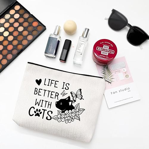 Miniatura 2 de Bolsa de maquillaje para gatos, pequeña, regalos para mamá de gatos para mujeres, amantes de los dueños de gatos, regalos divertidos para mujeres,