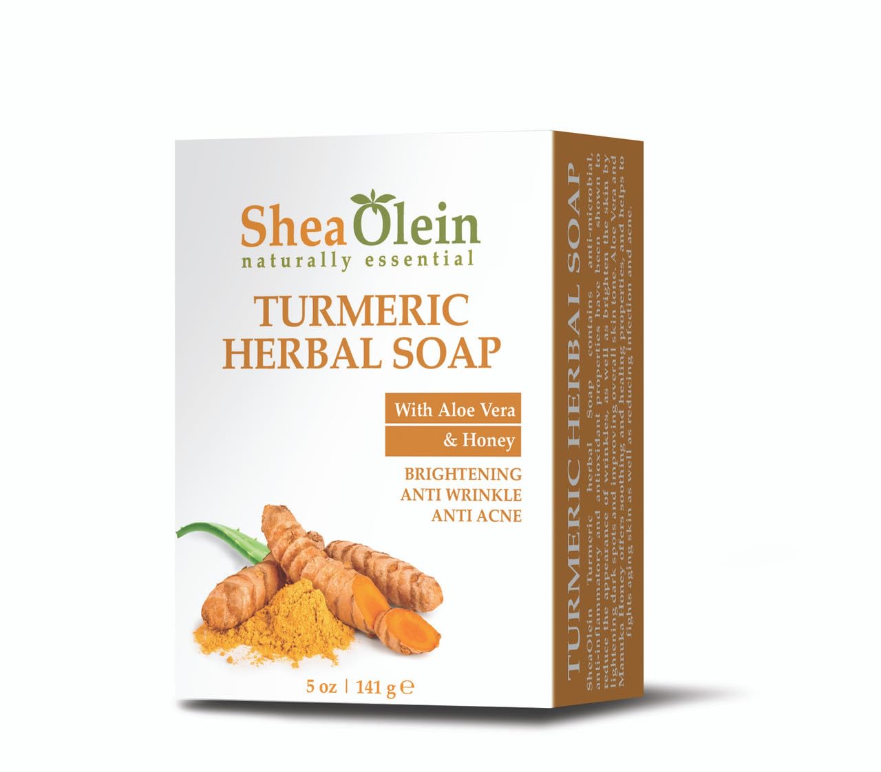 SheaOlein Turmeric Herbal Soap with Aloe Vera & Honey - Natural Glow for Acne-Prone Face & Body Skin
