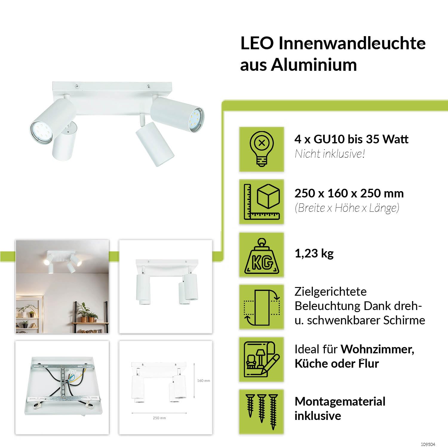 Reflektor sufitowy metalowy GU10 4-płomienny W: 25 cm obrotowy regulowany biały mały sufit lampa sufitowa salon światło sufit kuchnia korytarz
