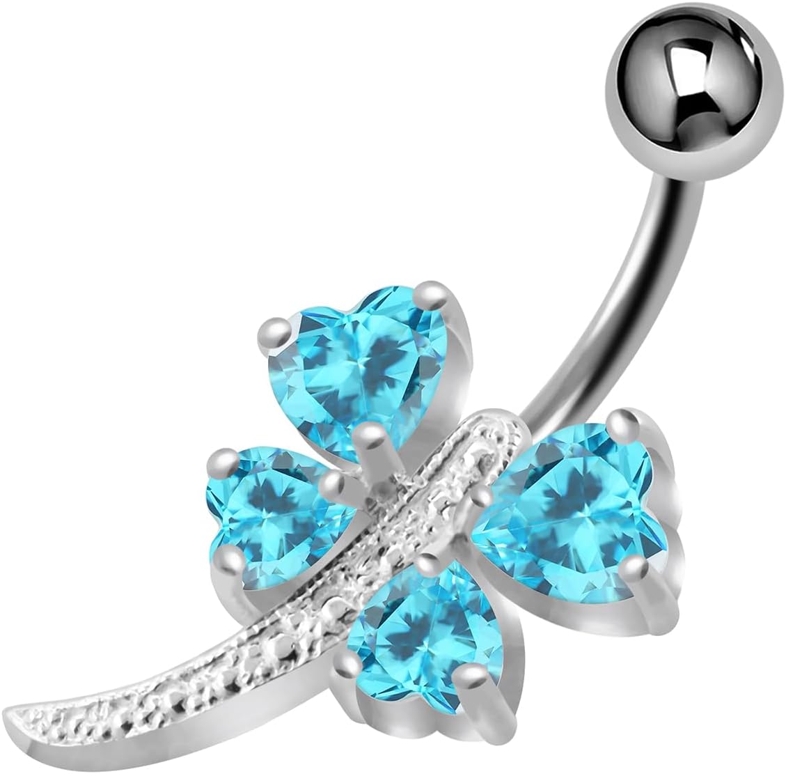 Heart Dragonfly Design 925 Sterling Silver with Stainless Steel Belly Ring - Belly Button jewelry - Navel jewelry