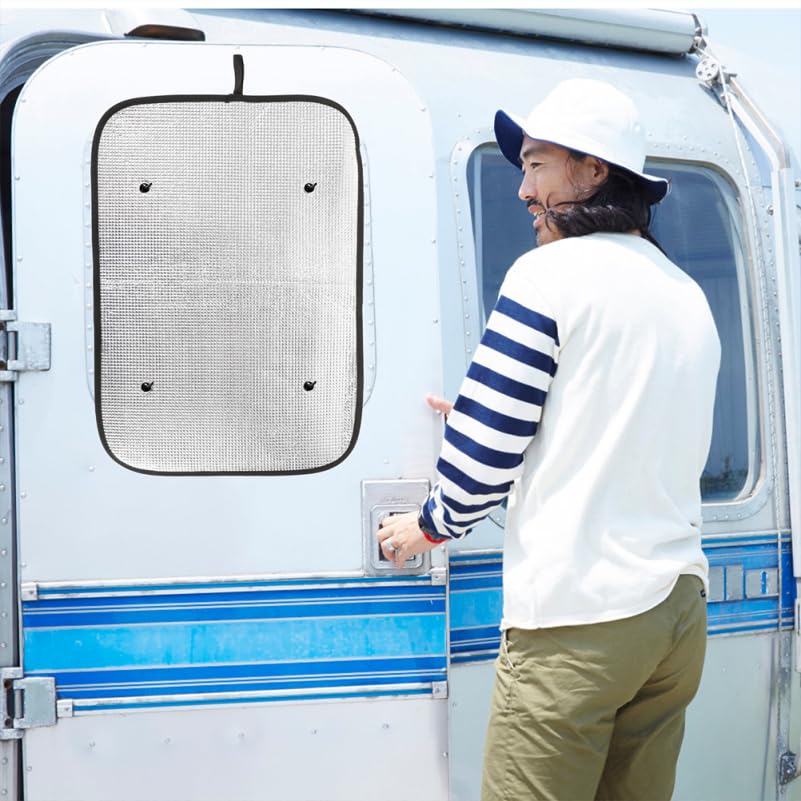 PRETYZOOM Pare-Soleil en Aluminium Argenté Contrôle Solaire Lot de 4 pour Voyages Longue Distance pour Fenêtres et Portes de Camping-Car