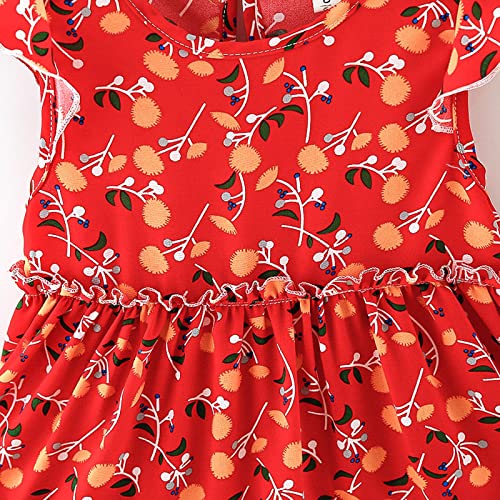 Image of Bold N Elegant Toddler Girls Summer Dress with Crochet Hat Set, Sleeveless Floral /Strawberry Print Tiered Sundress, Casual Beach Party Outfit for Baby Girls 1-6 Years