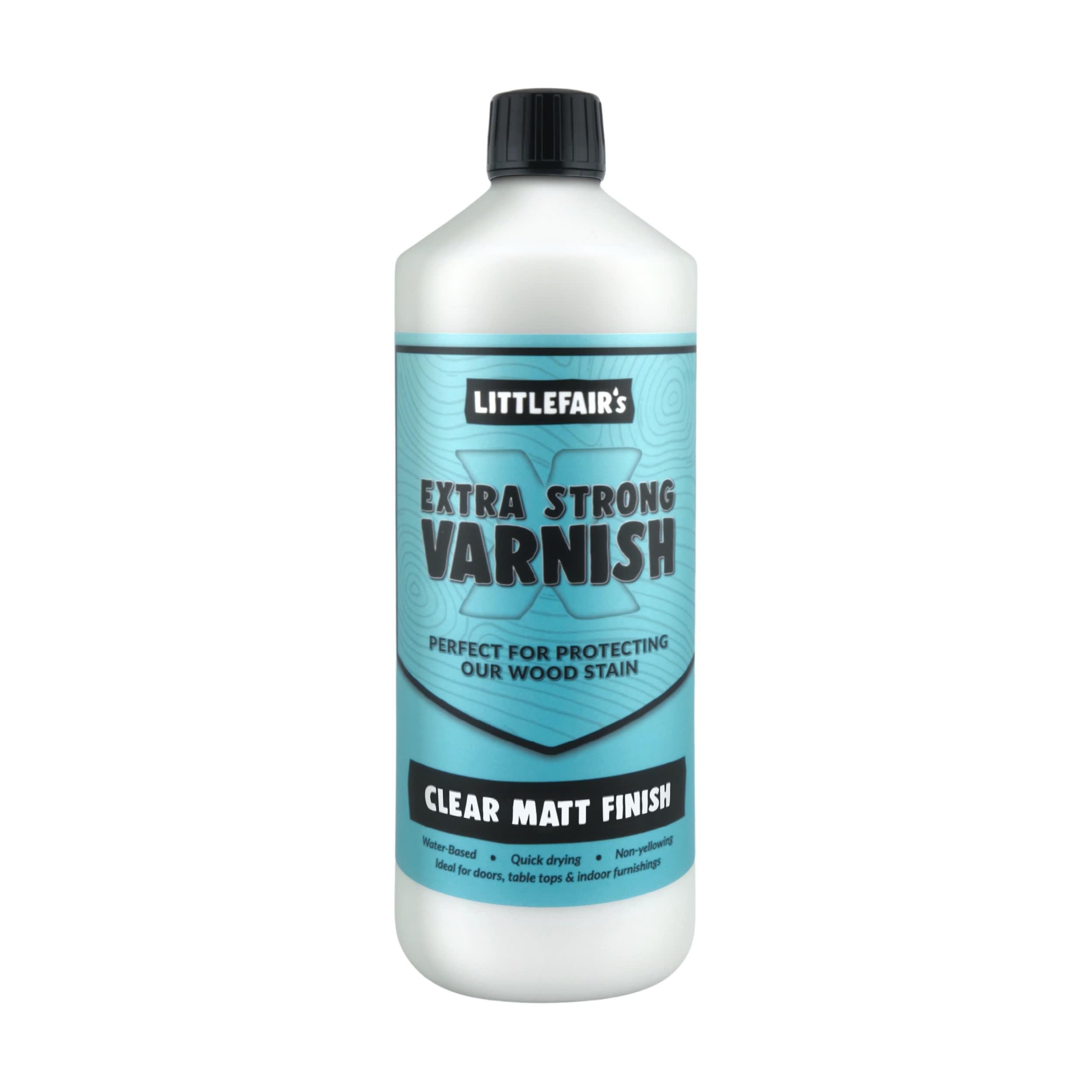Littlefair's Matte Extra Strong Wood Varnish - 1Ltr - Water-Based, Fast Drying, Non-Yellowing, Low-Odour, Clear Finish (Matt)