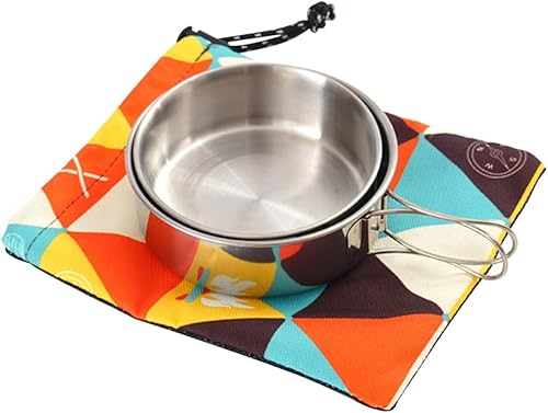Cuencos plegables de acero inoxidable para acampar Juego de cuencos de 2 piezas Vajilla portátil compacta