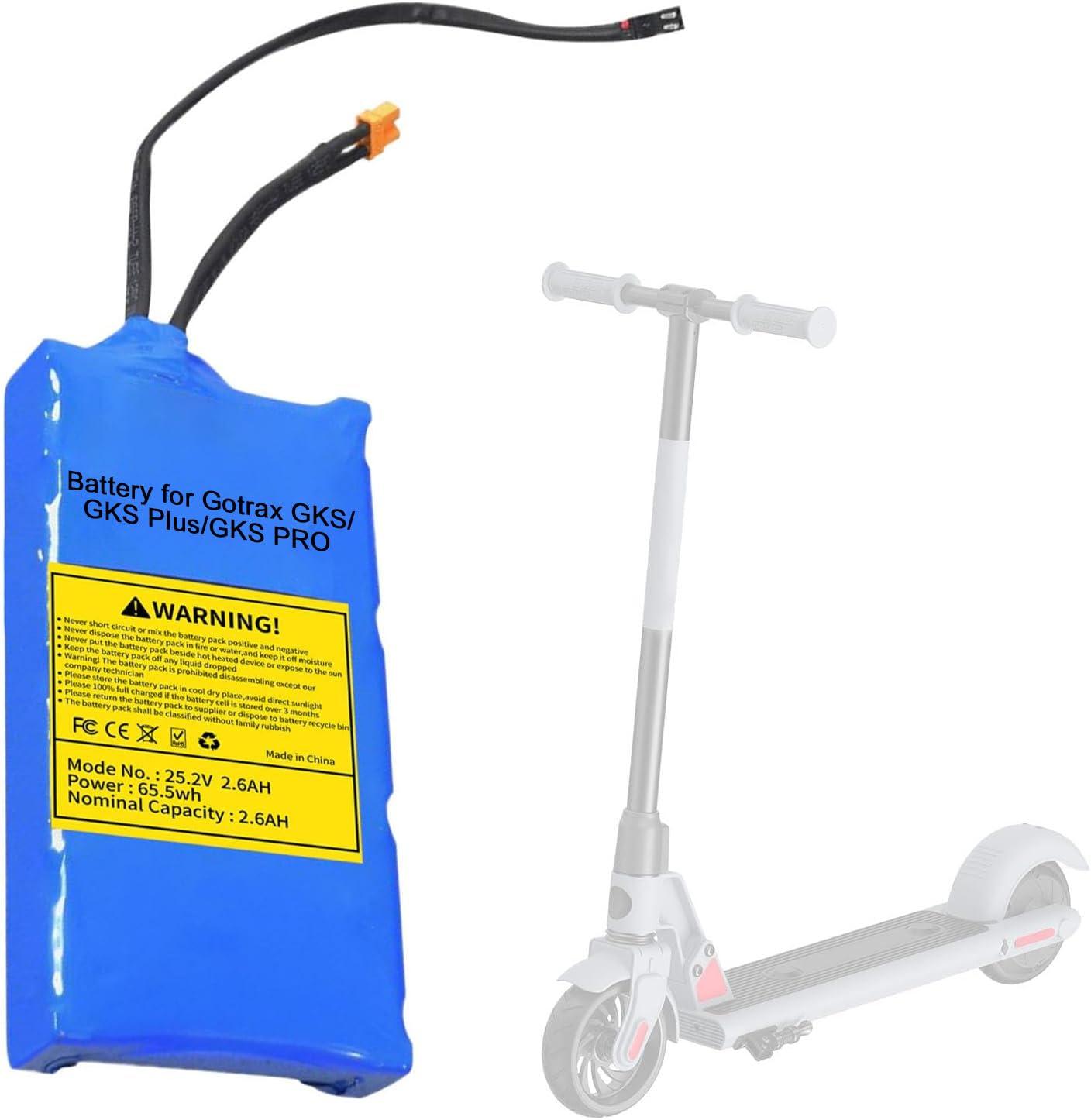 25.2V 2.6AH Kids Electric Scooter Lithium Battery Pack Replacement for Gotrax GKS/GKS Plus/GKS PRO