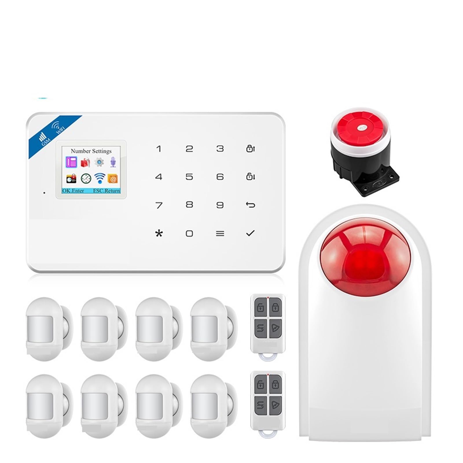 Sistema di Allarme di Sicurezza Domestica, Smart Alarm di Sicurezza Domestica Intelligente Antifurto gsm unità Centrale Pannello Allarme App Controllo Movimento(Kit 2)