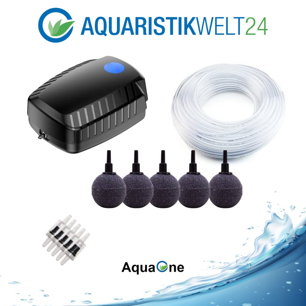 AquaOne CAP-50 - Bomba de aire (16 W, bomba de oxígeno para estanques de jardín de 18 m³, ahorro de energía, incluye manguera de aireación de aire