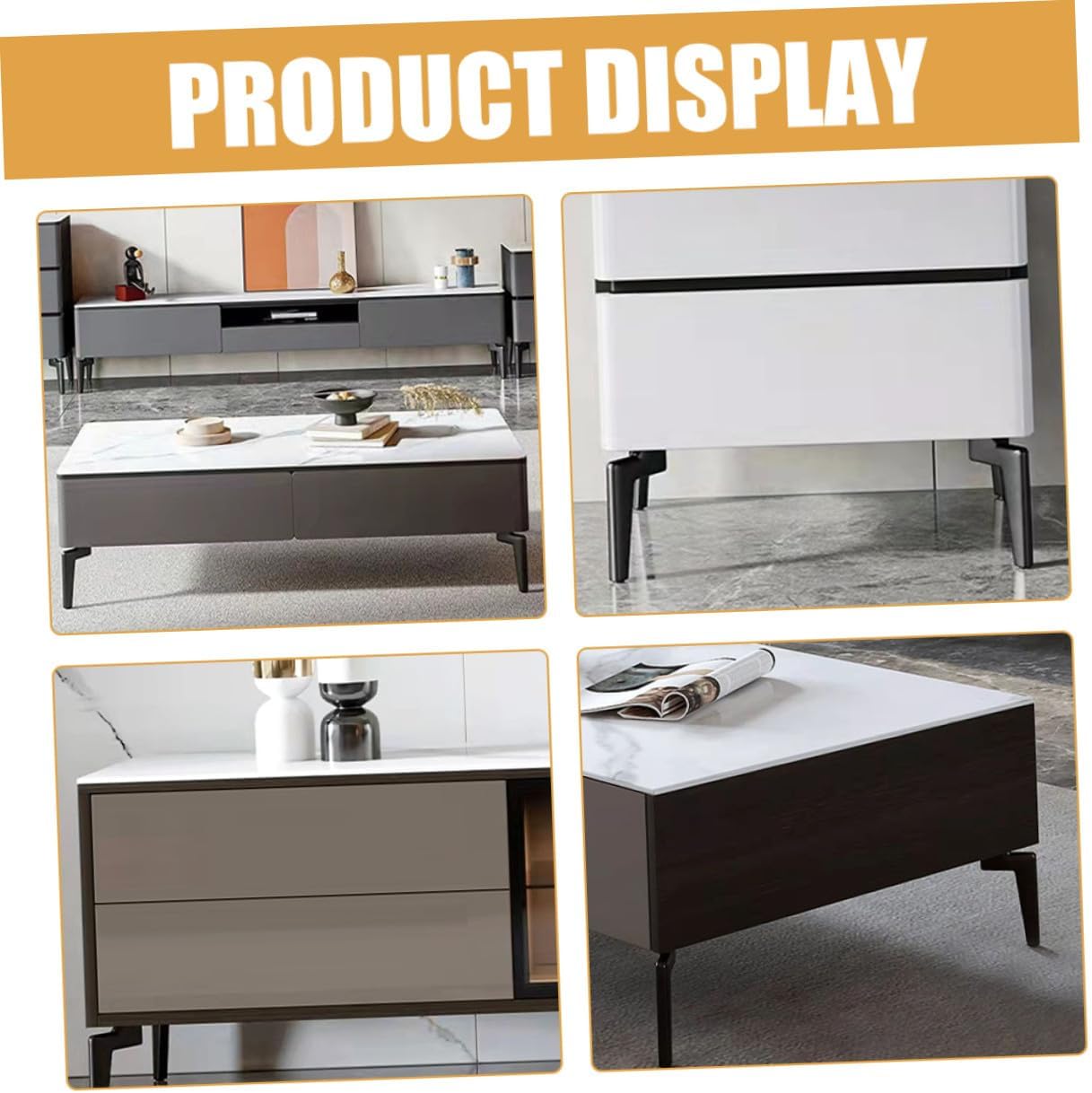 SECFOU 4pcs Metal Furniture Legs Replacement, 14.5cm Metal Cabinet Legs in Matte Black, Heavy Duty Support Feet for Tv Stand, Sofa, Coffee Table, Nightstand, Dresser