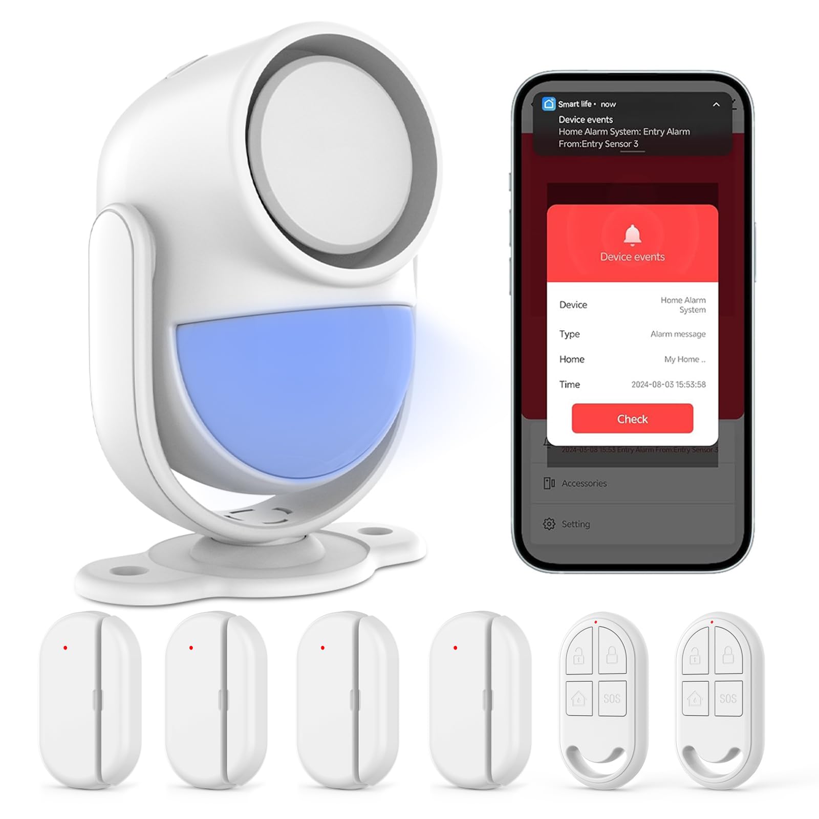 Panacare Wireless PIR Motion Sensor Alarm, 4 Packs Smart Home Alarm System,Door/Window Alarm of Home Security with APP Control-picture-19